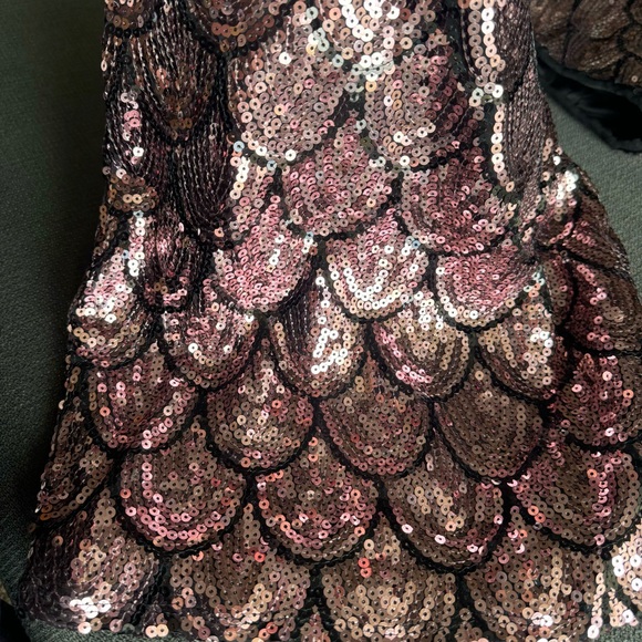 Sequin stretchy bodycon miniskirt & tube top rose gold light pink 2 piece set - Picture 7 of 7